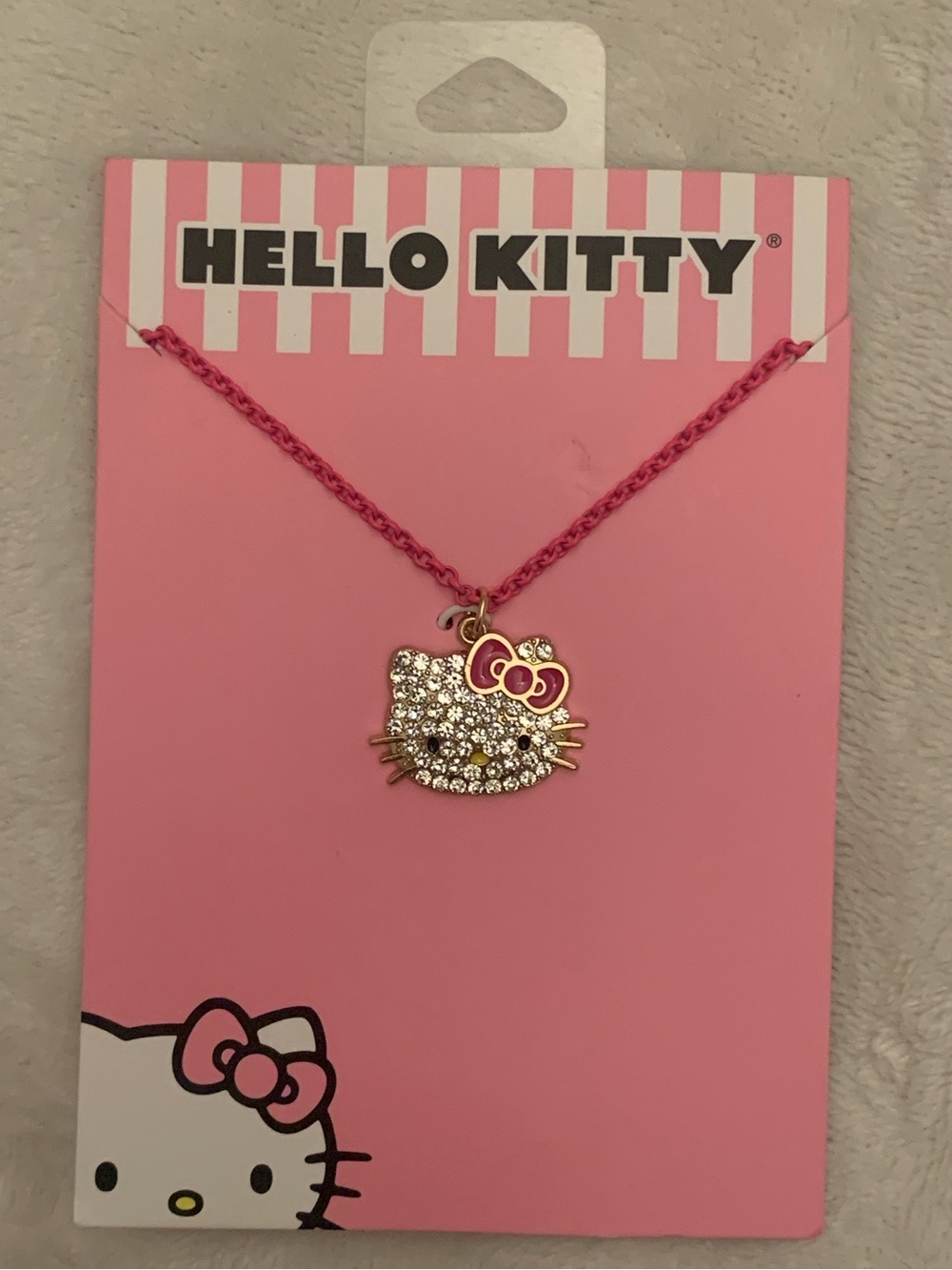 Hello Kitty Pink Rhinestone Pendant Necklace